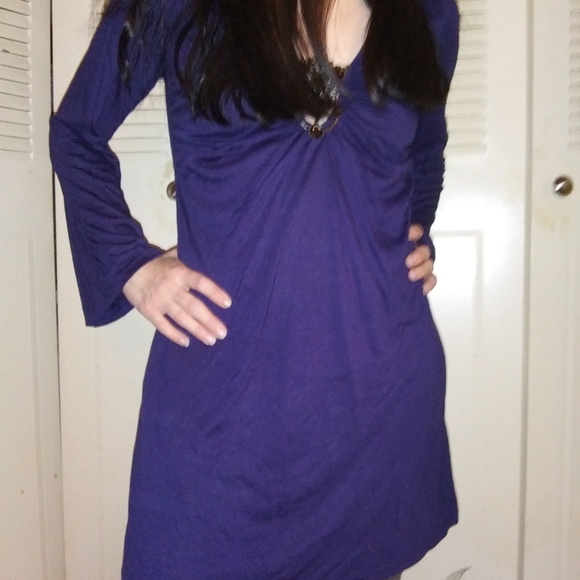 cleo Dresses & Skirts - HP! Sexy Blue Goth Mini Dress w Jeweled Brooch XL